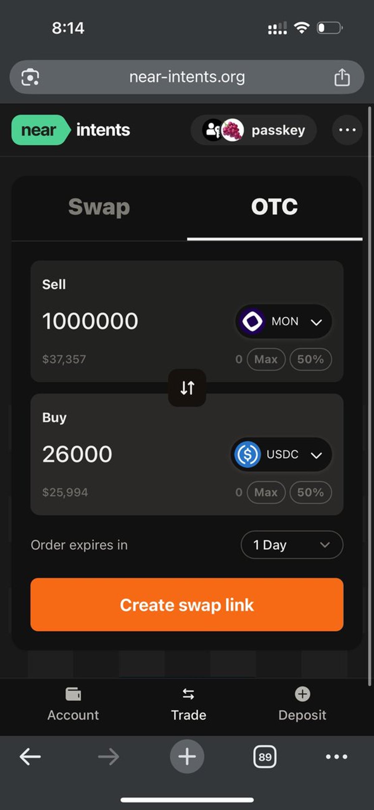 Use OTC on Near Intents and Share Results