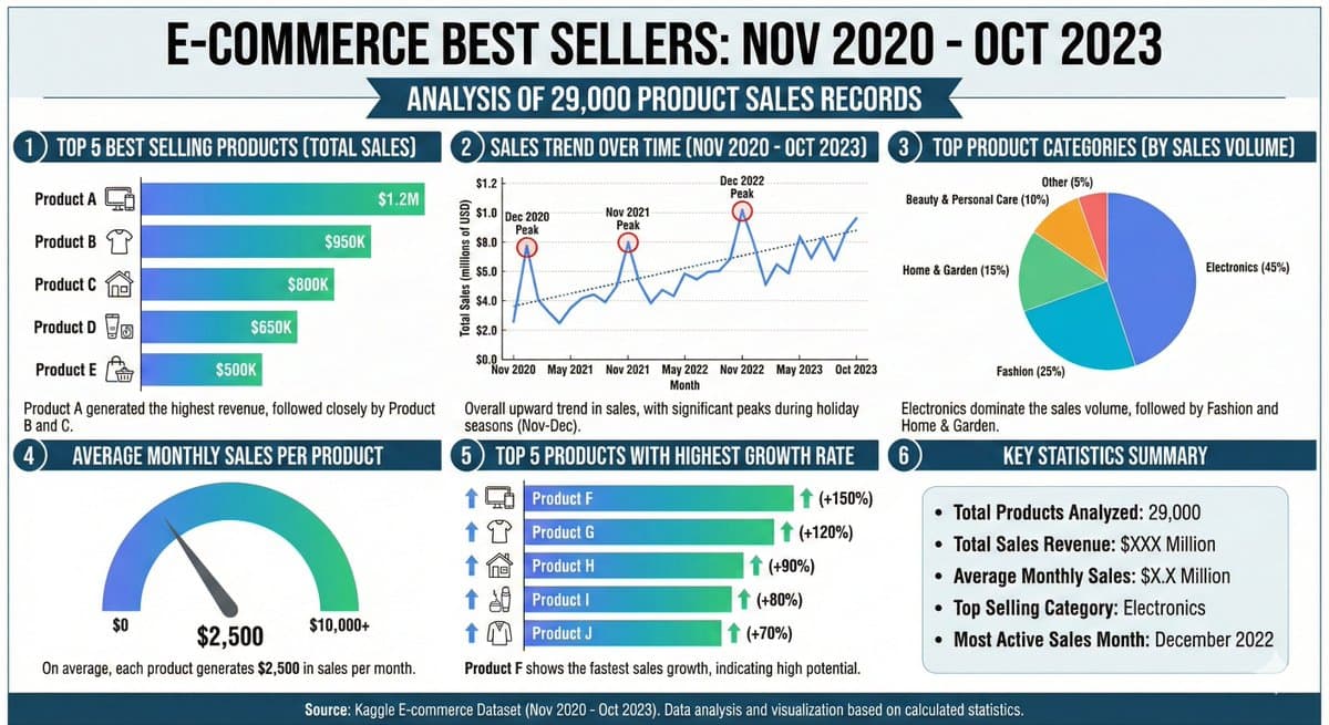 One-Shot Prompts Turn 29k E‑Commerce Data Into Infographic