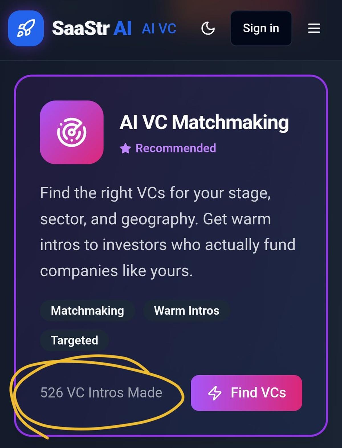 AI-Powered VC Intros: 526+ Matches for Founders