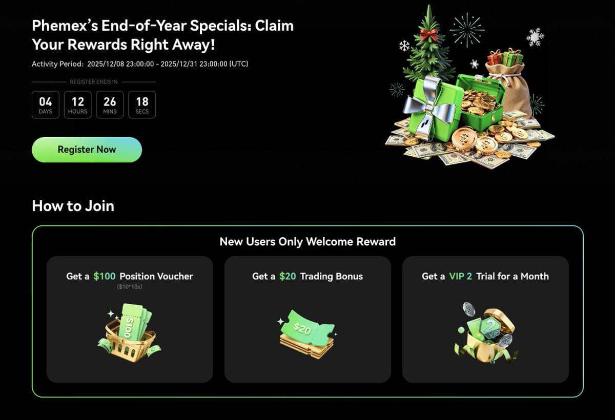 Phemex Offers $100 Voucher, $20 Bonus, VIP Trial