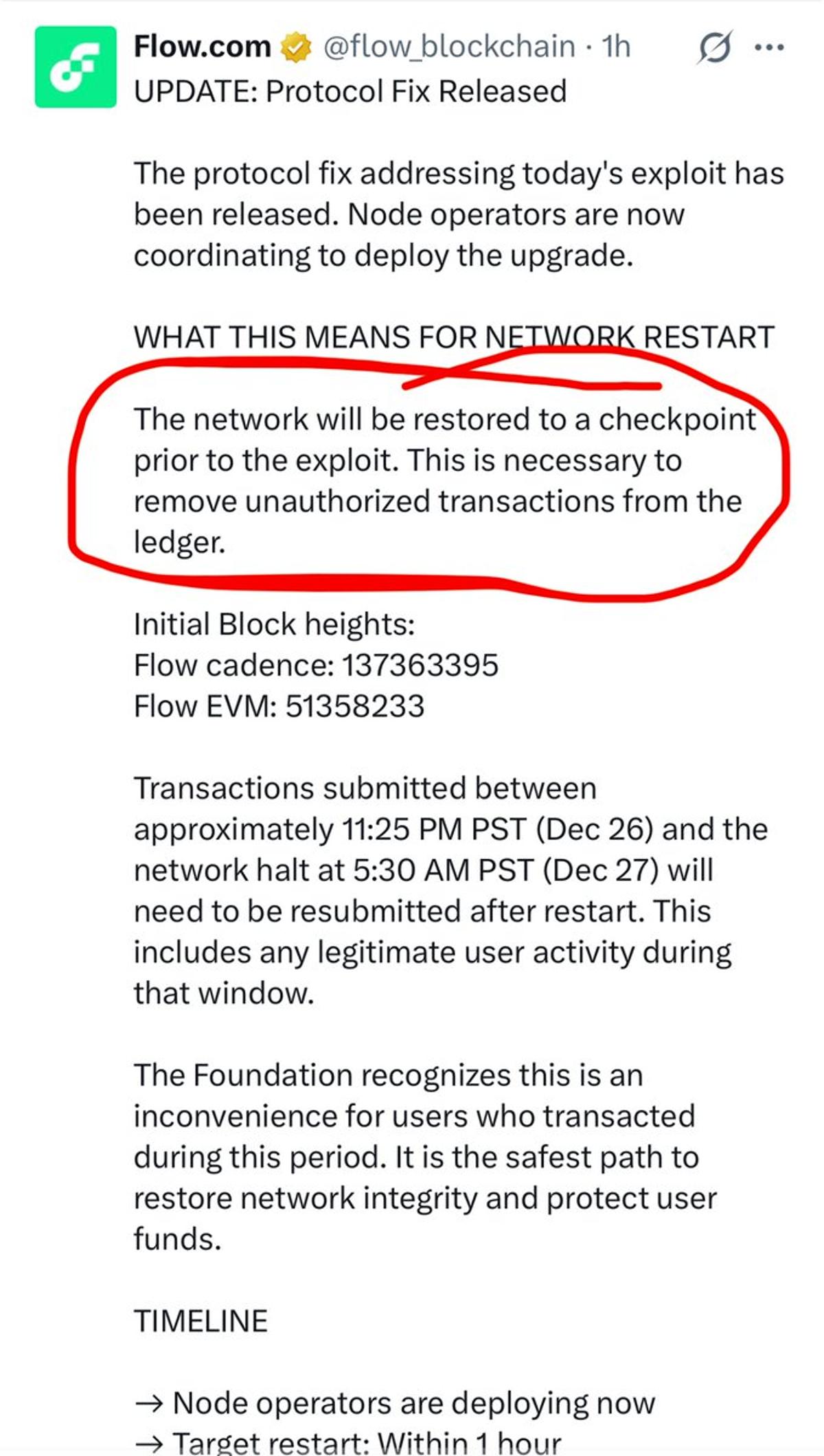 Flow Joins Blockchains that Fork to Seize Attacker Funds