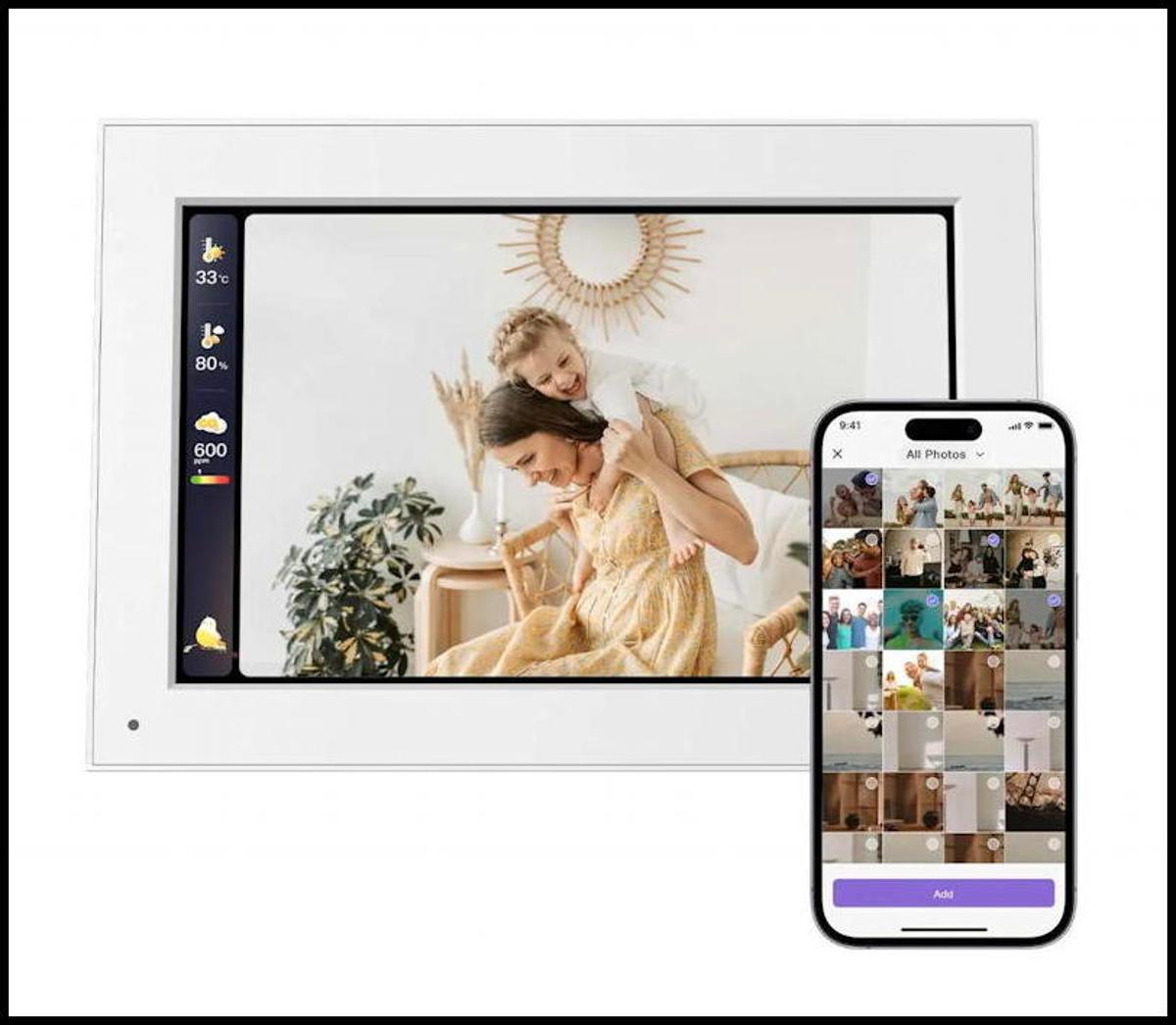 NearHub Frames 10: Smart Photo Frame with Environmental Monitoring
