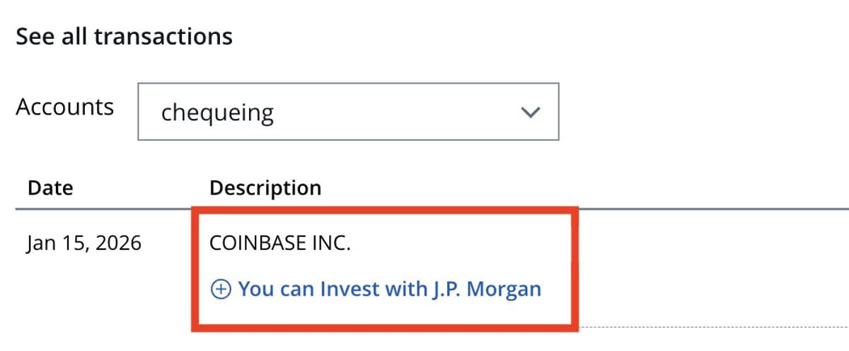 Chase Tacks Ads Onto Coinbase ACH Funding Statements
