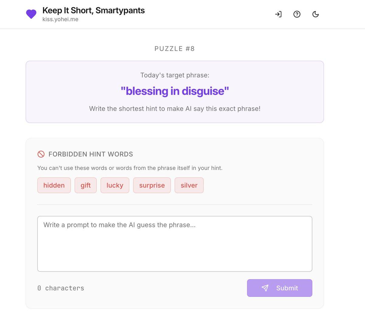 Day 8 Challenge: Guess the Phrase in Fewest Characters