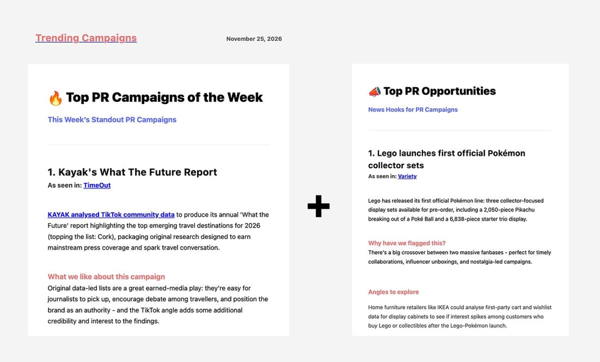 Free Weekly Newsletter Curates Top PR Campaigns and Hooks