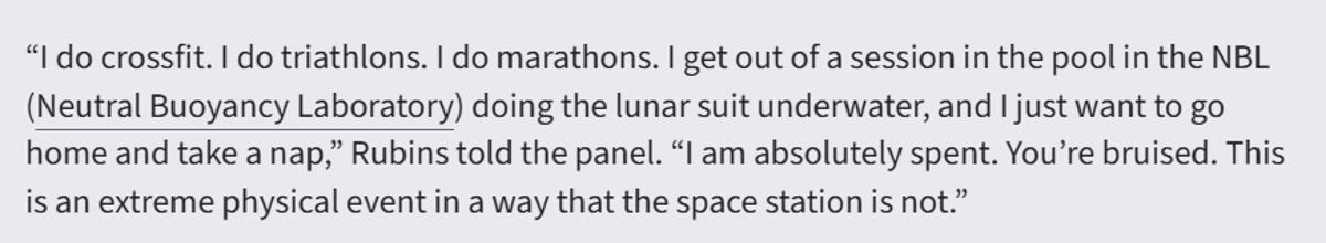 Moon Spacewalks Far Harder than ISS, Astronauts Say