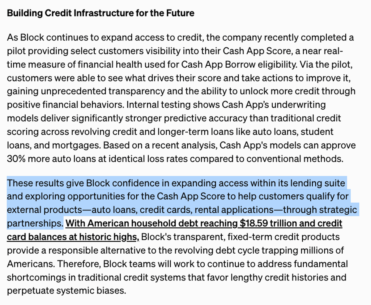 Block Eyes Cash App Score for External Lending Partnerships