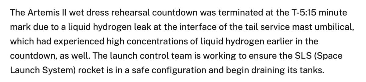 NASA Explains Sudden Stop at T‑5:15 Countdown