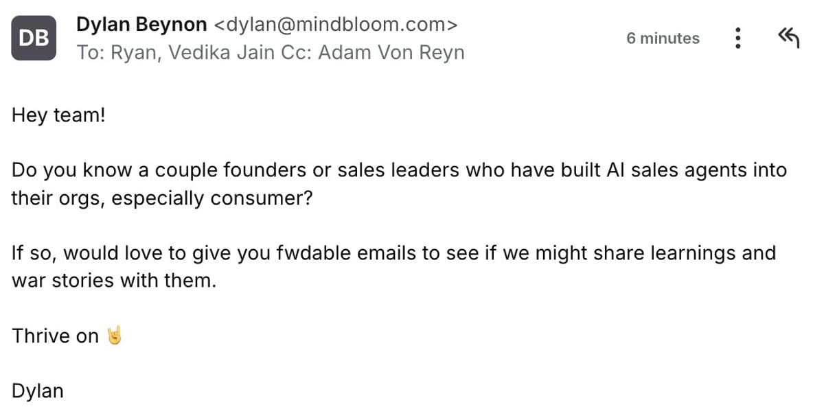 Seeking Founders Using AI Sales Agents for Collaboration