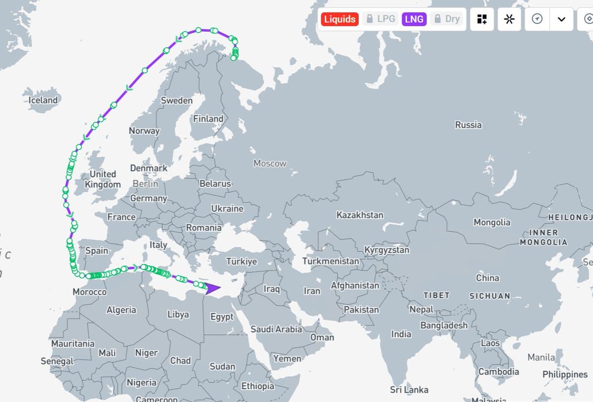 Seventh Sanctioned Russian LNG Tanker Navigates Red Sea