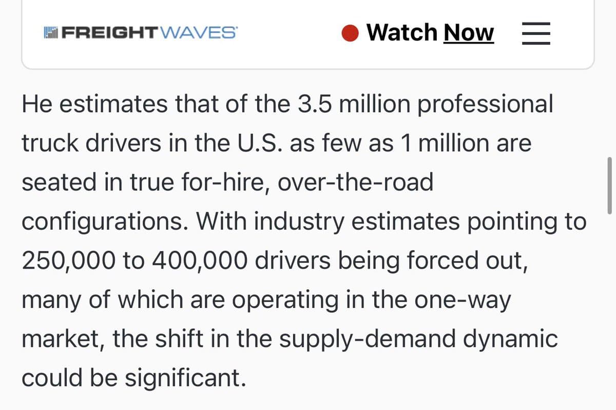For‑Hire Drivers Leaving Could Trigger Major Capacity Crunch