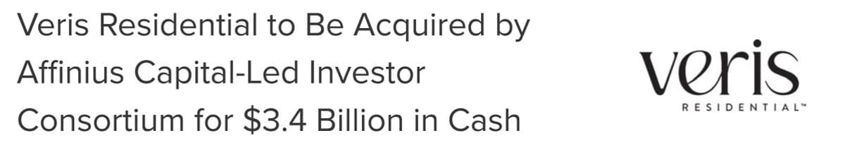 Veris Residential Joins Wave of Apartment REIT Liquidations