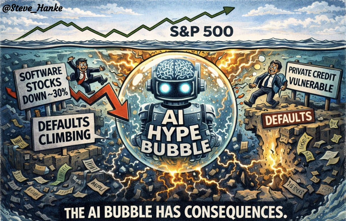 S&P’s Calm Mask Hides Software Slump, Rising Defaults