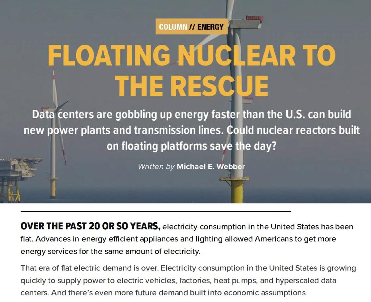 Floating Nuclear Plants May Beat Shore Power in Cost, Speed