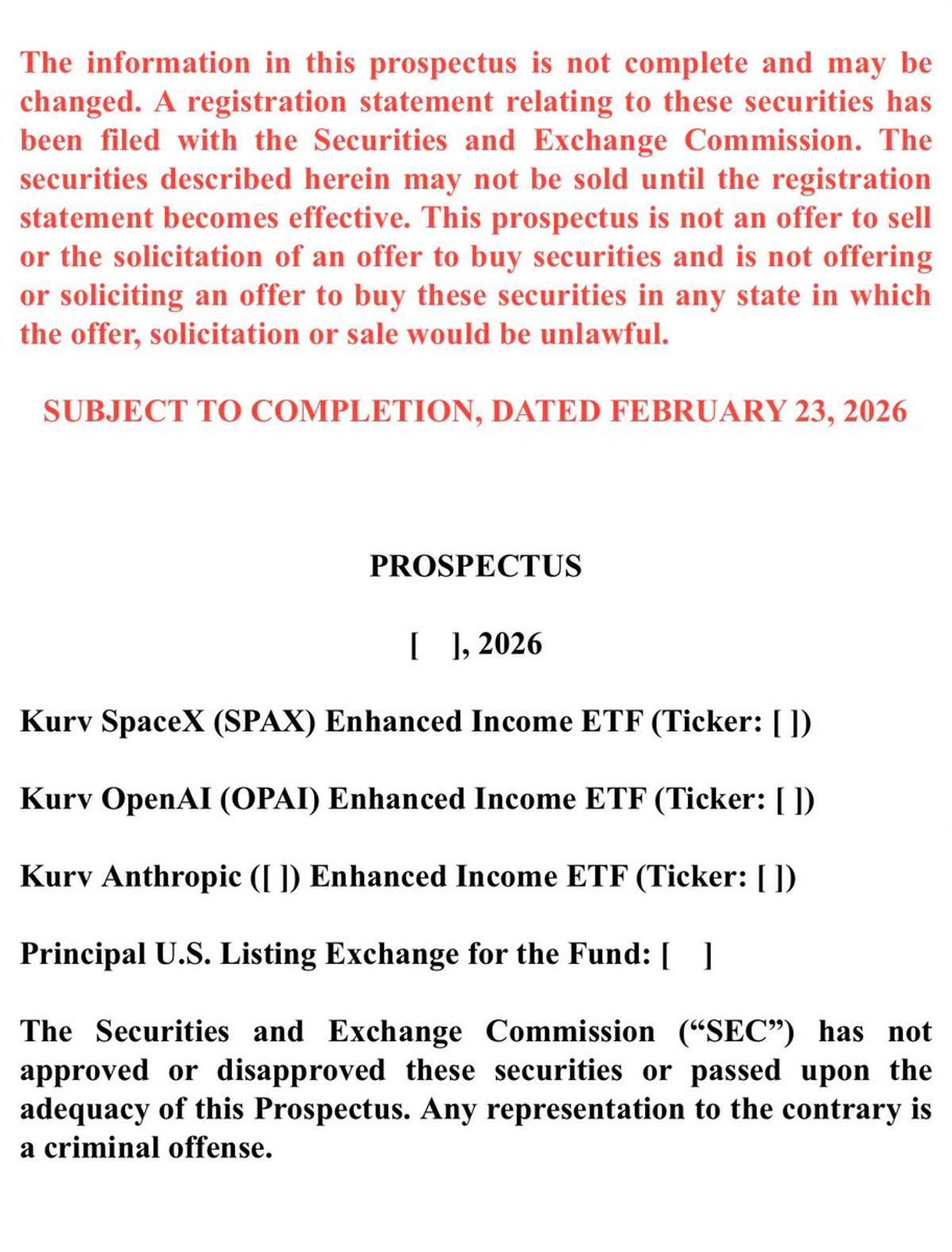 Kurv Launches Income ETFs Targeting 2026 SpaceX, OpenAI IPOs