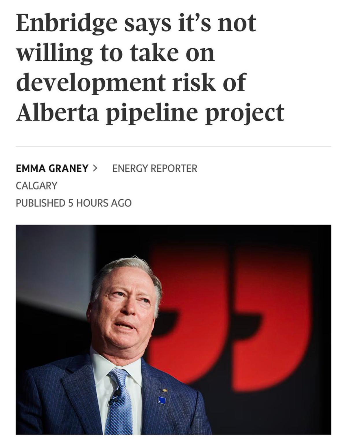 Enbridge Rejects West Coast Bitumen Pipeline Over Jurisdiction Risks