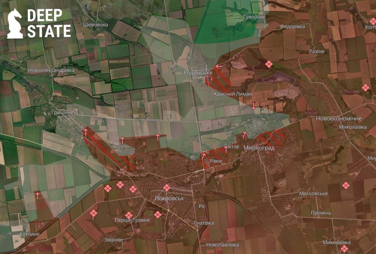 Russian Forces Advance Near Pokrovsk, Myrnohrad, Rodynske
