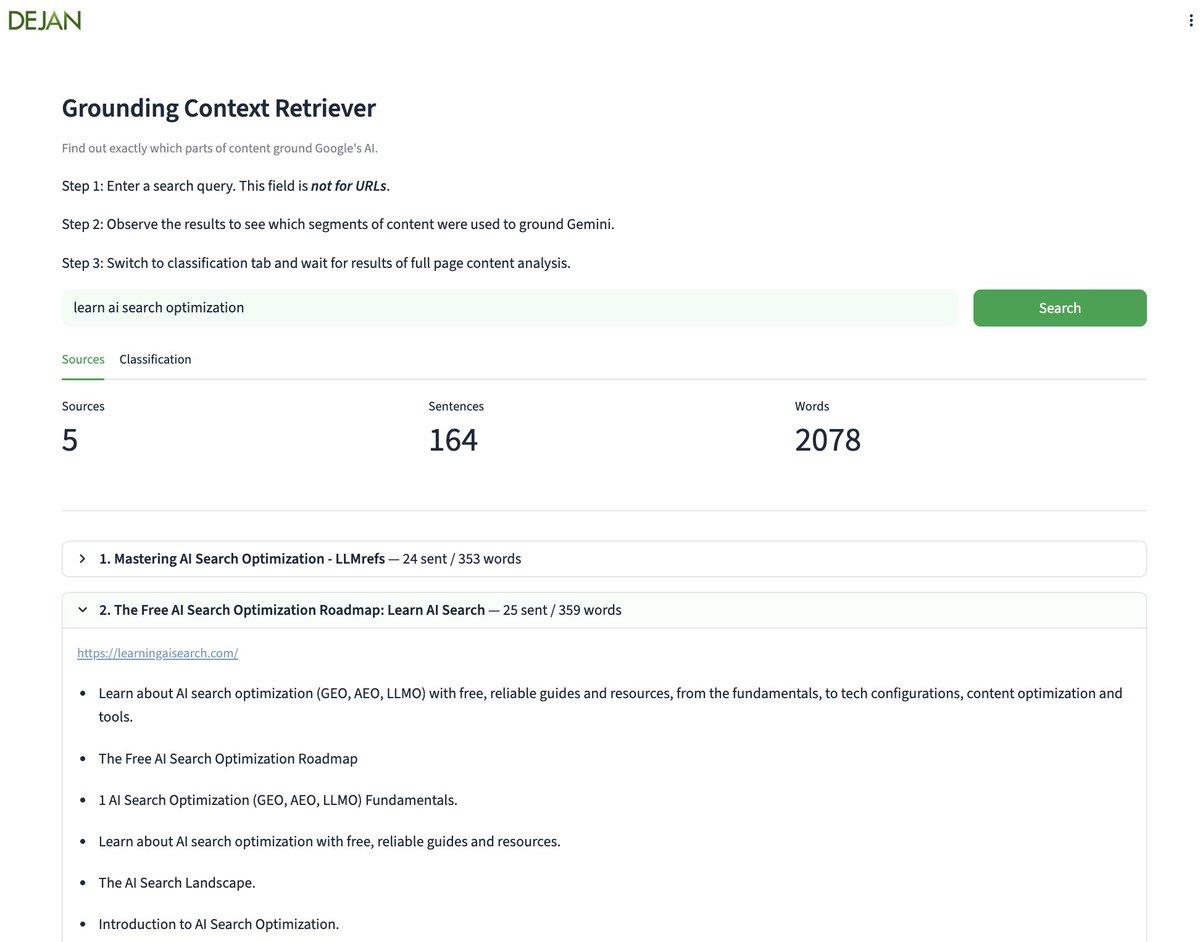 Visualize Gemini's Source Grounding with Free Retriever