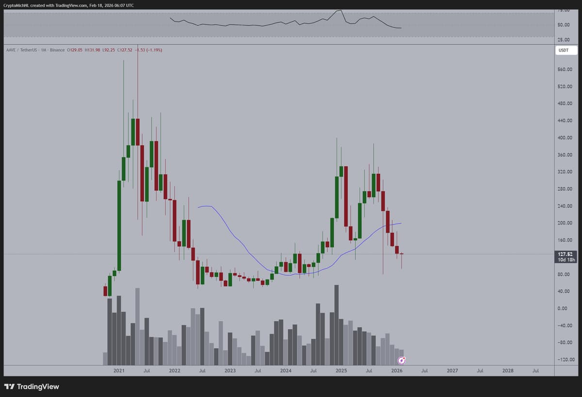 AAVE Shows Resilient Monthly Candle Amid Market Downturn