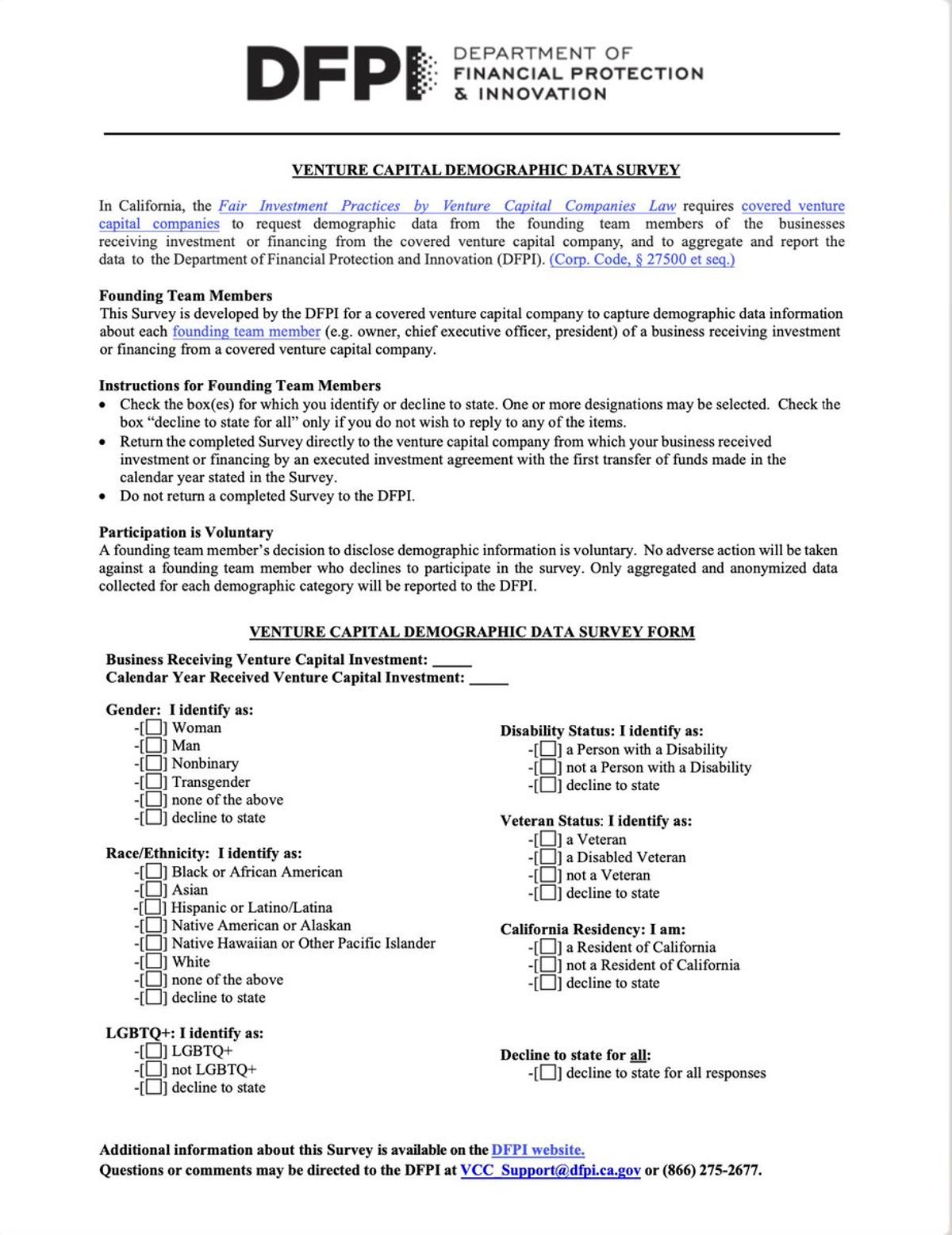 VCs Compelled to Request Founders' Identity Forms in California