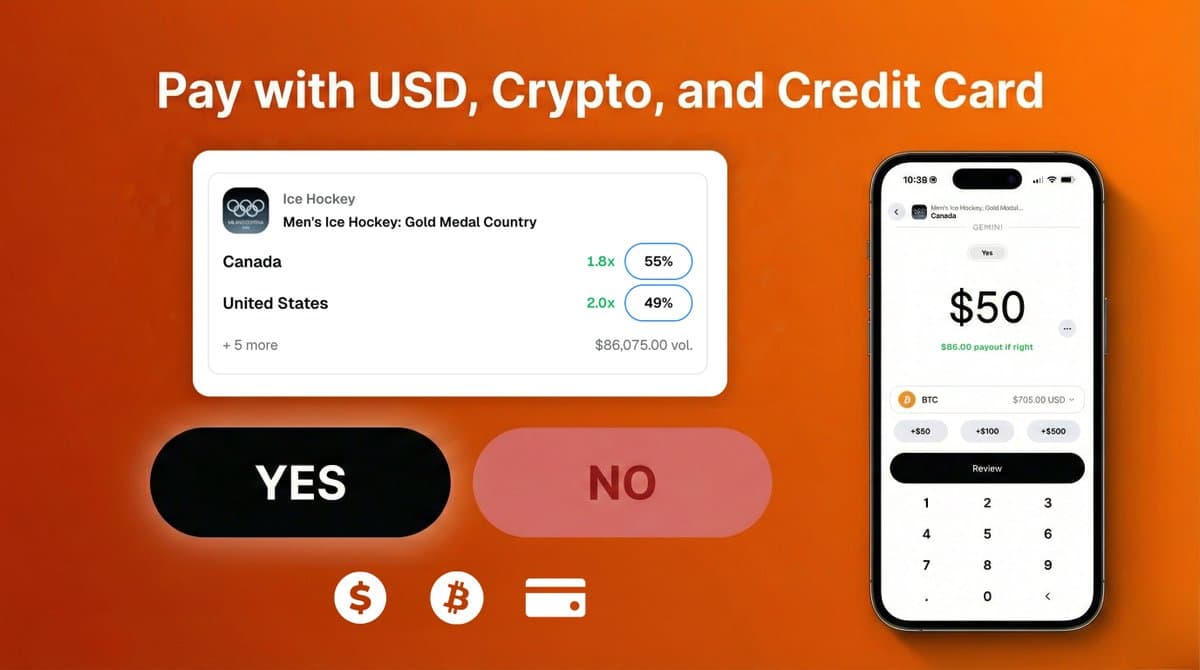 Gemini Adds Crypto and Credit Card Funding for Prediction Markets