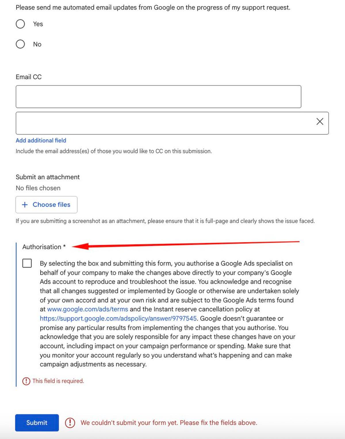 Google Ads Support Demands Full Account Access
