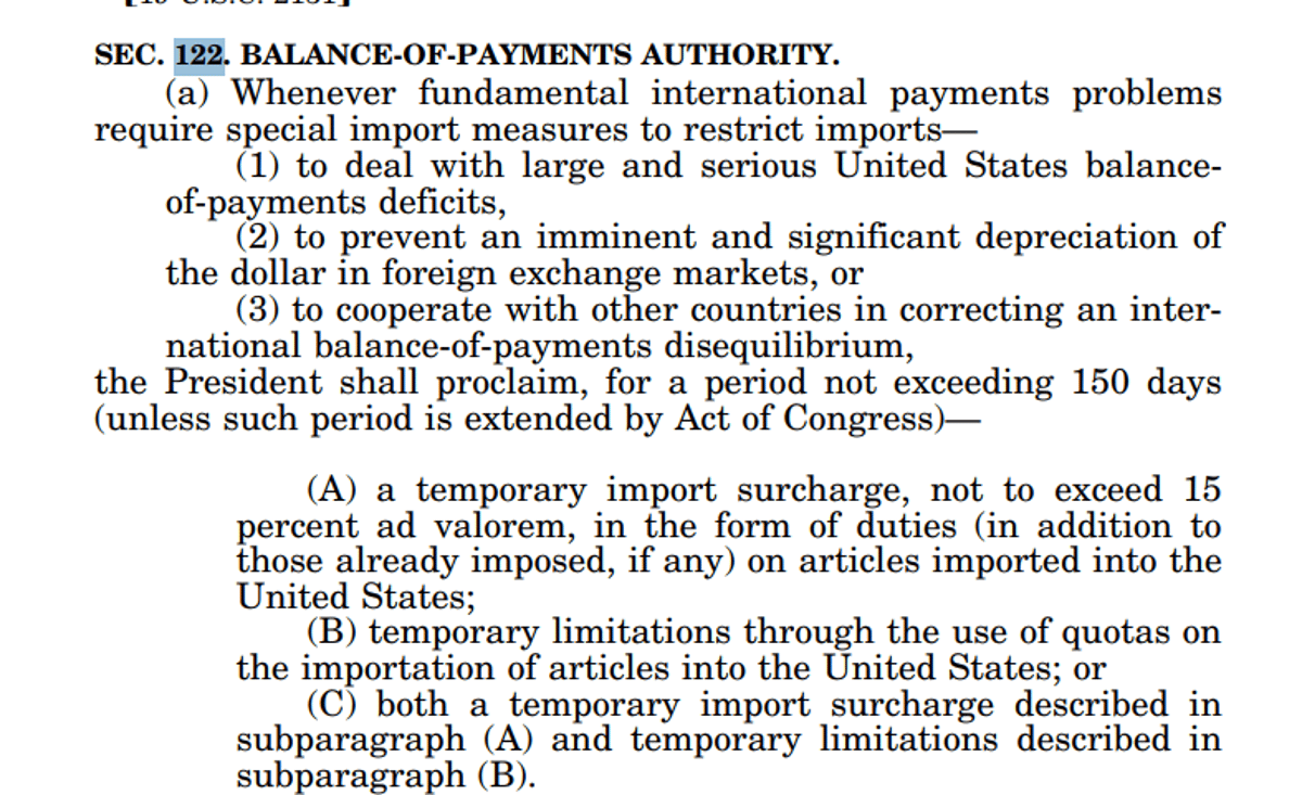 Questioning US Balance‑of‑Payments Deficit Under Section 122