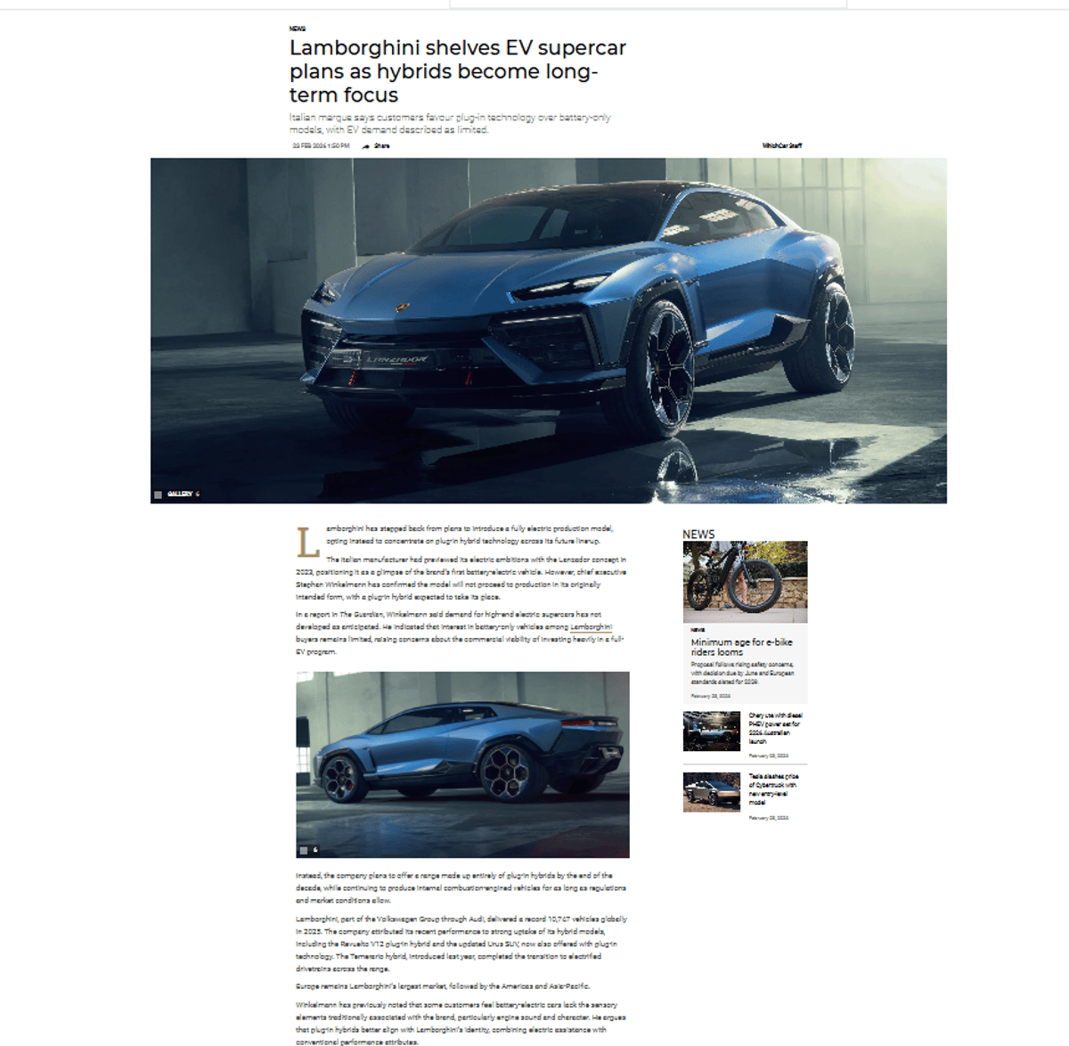 Lamborghini Abandons EV Supercar, Pivots to Hybrids