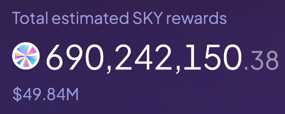 Nearly 50M SKY Tokens Distributed via Staking Rewards