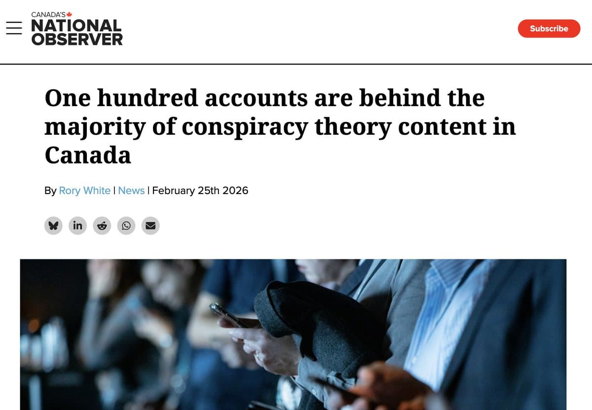 100 Users Generate 70% of Canadian Conspiracy Posts