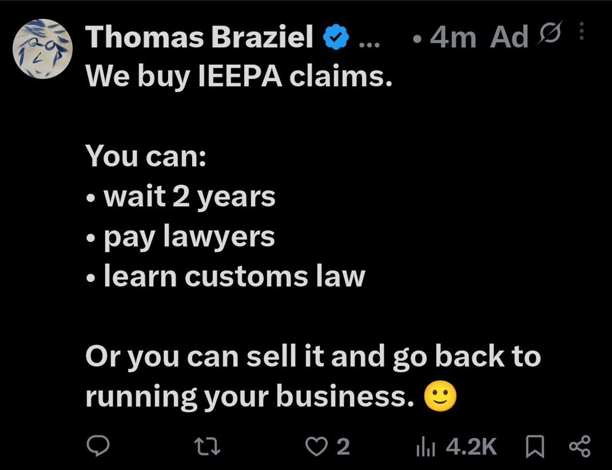 Firm Buying Trump Tariff Refund Claims Sparks Humor