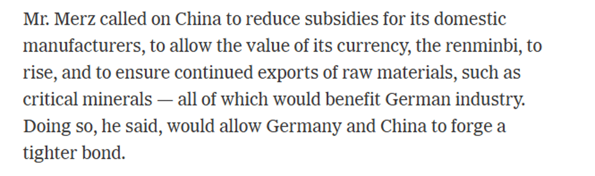 Germany Urges China to Let RMB Appreciate, Reversing Stance
