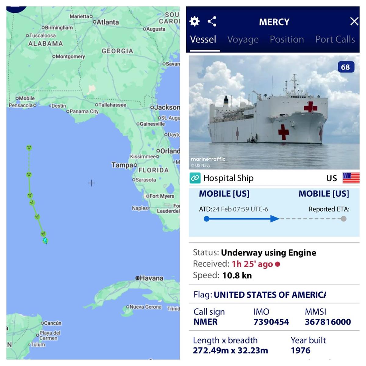 USNS Mercy Heads Toward Panama Canal, Not Greenland