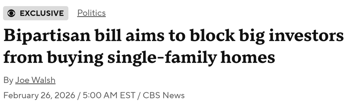 Bipartisan Bill Misattributes Housing Prices to Investors