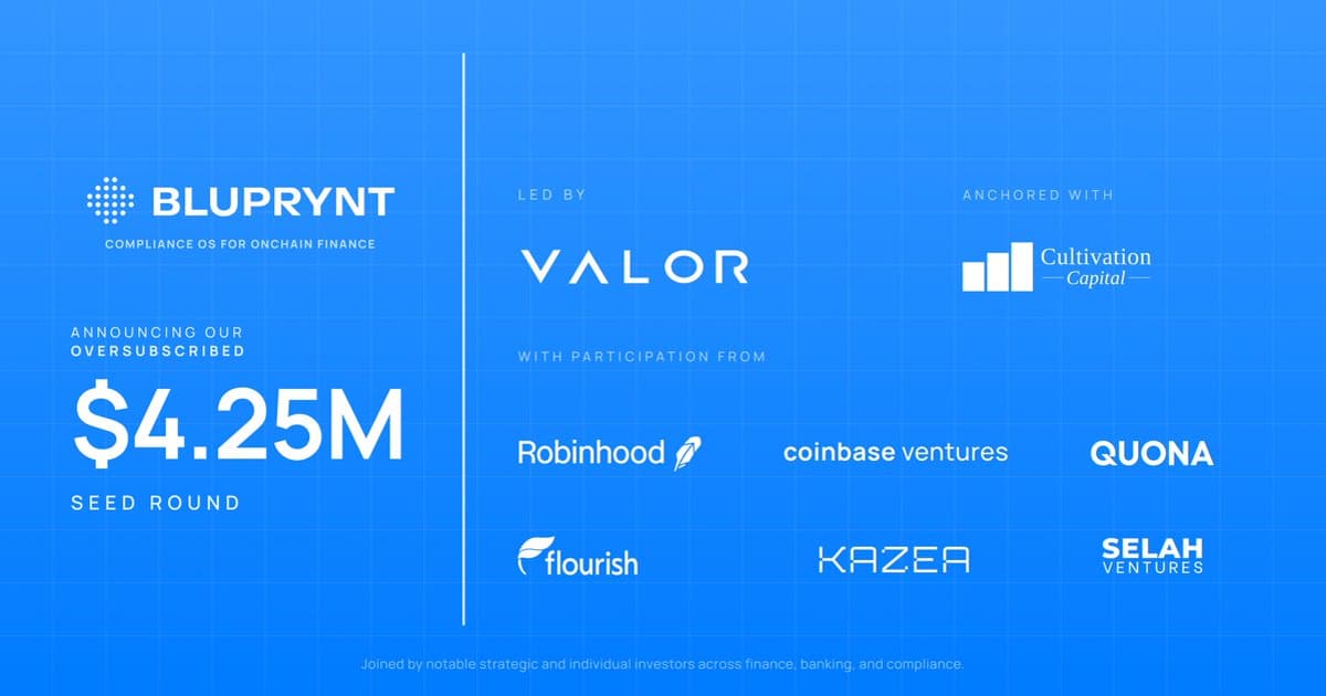 Bluprynt Secures $4.25M Seed, Bridges Compliance to On‑Chain