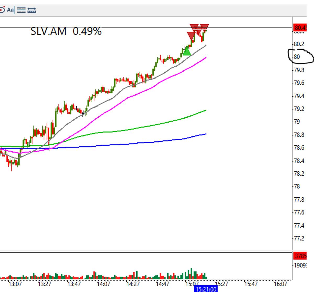 SLV Breaks $80, Holding Half Position