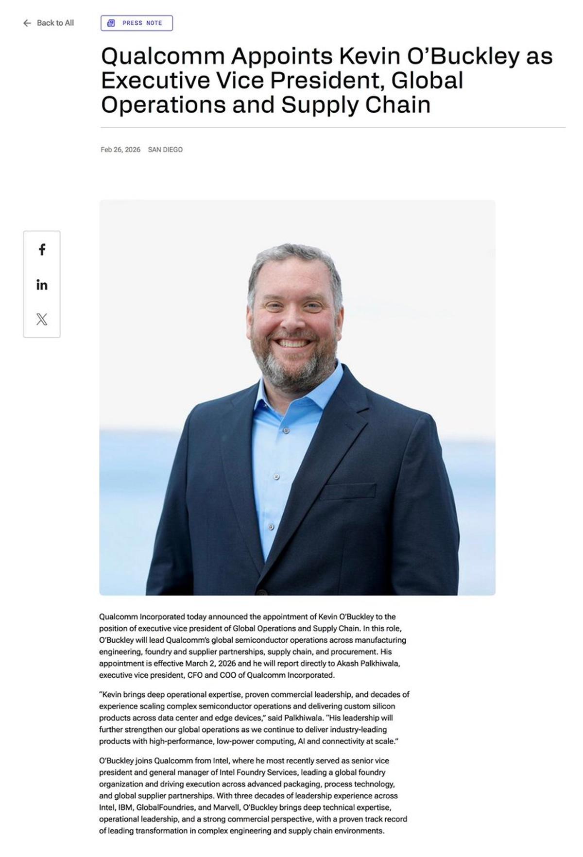 Qualcomm's New Hire Strengthens Strategy, Not Intel Concerns