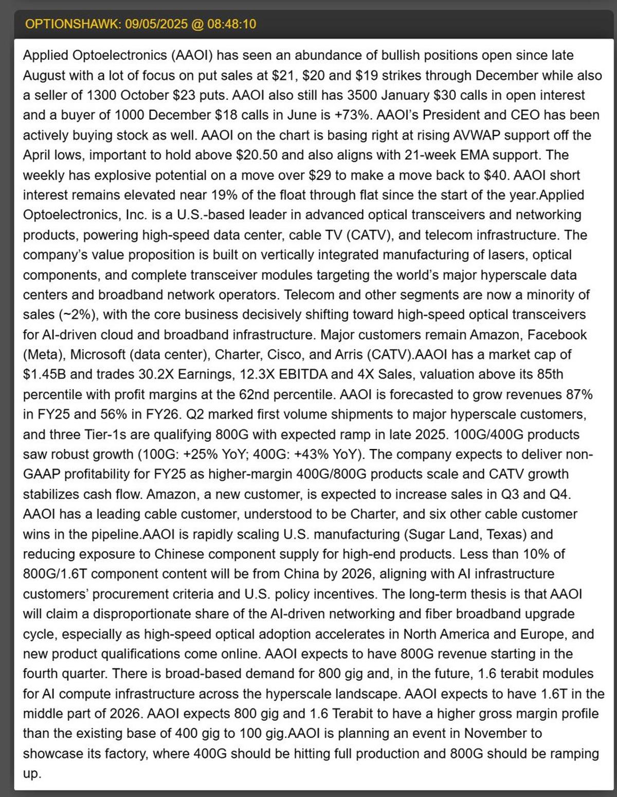 AAOI Surge: $85 Calls Spike as AI Component Play