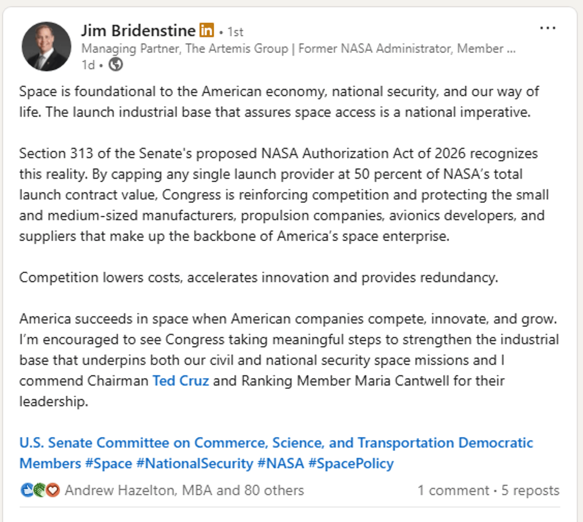 Cruz Bill Sneaks Anti‑SpaceX Clause Into NASA Funding