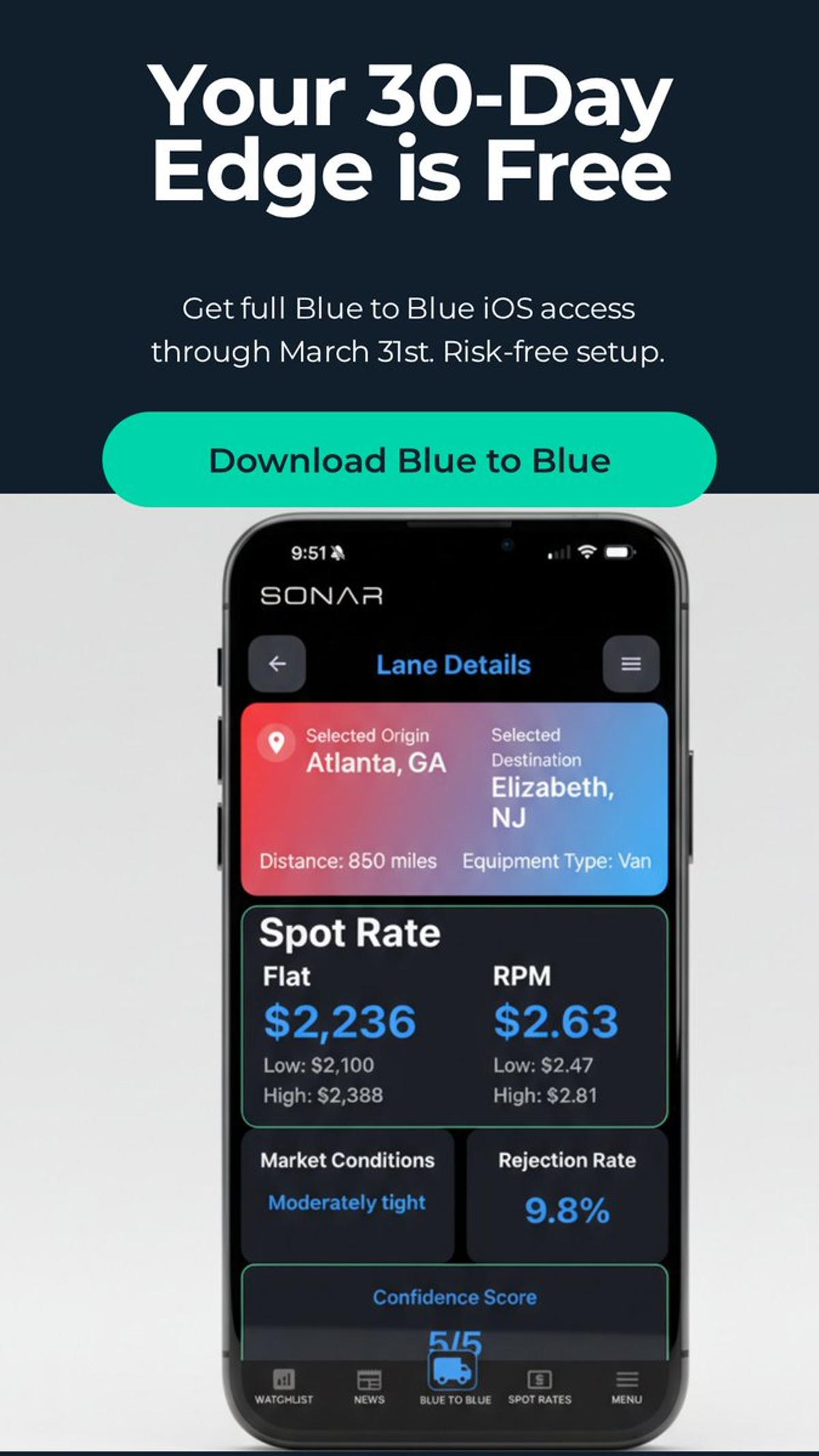 Free 30-Day Access to SONAR Freight Data for Comparison