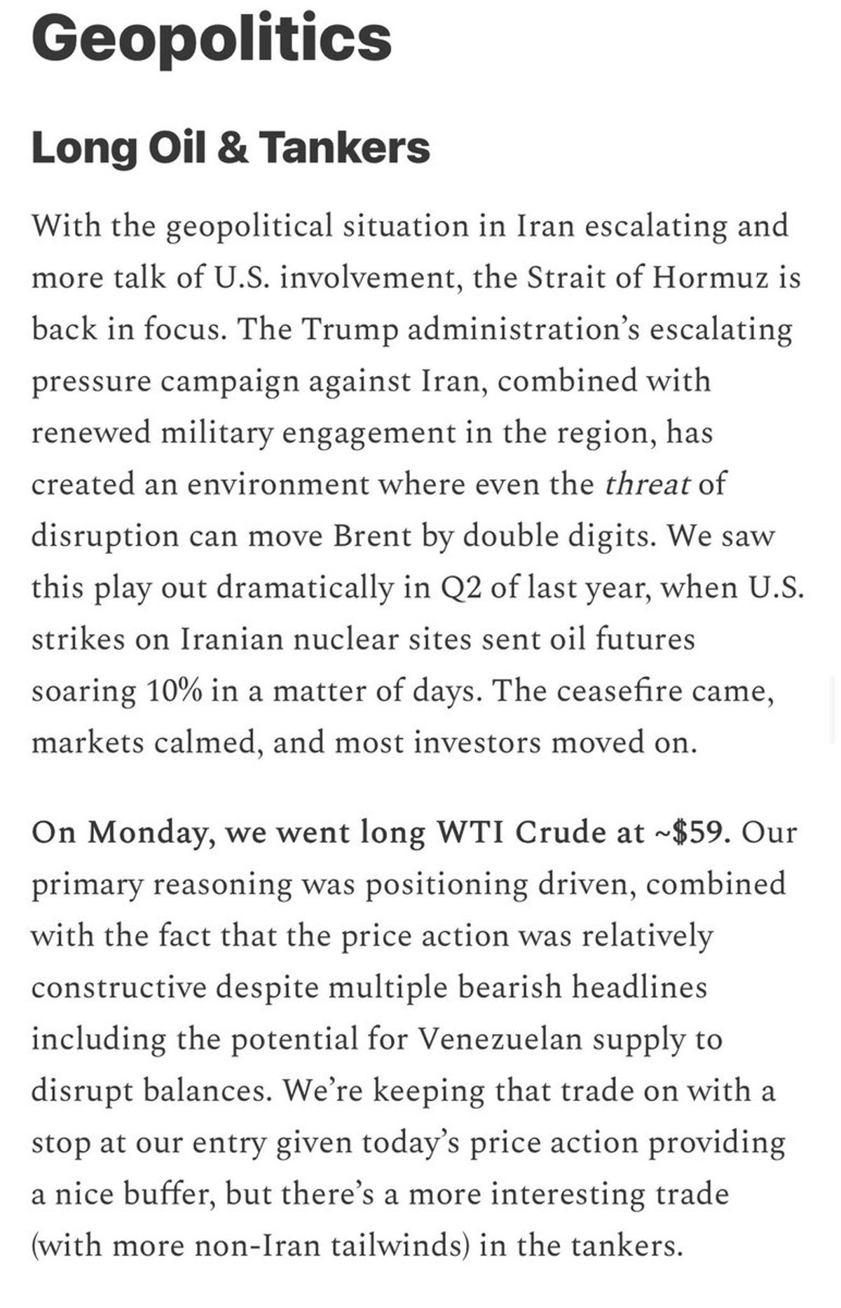 Upcoming Trade Gains Interest per Jan 13 Macro Memo