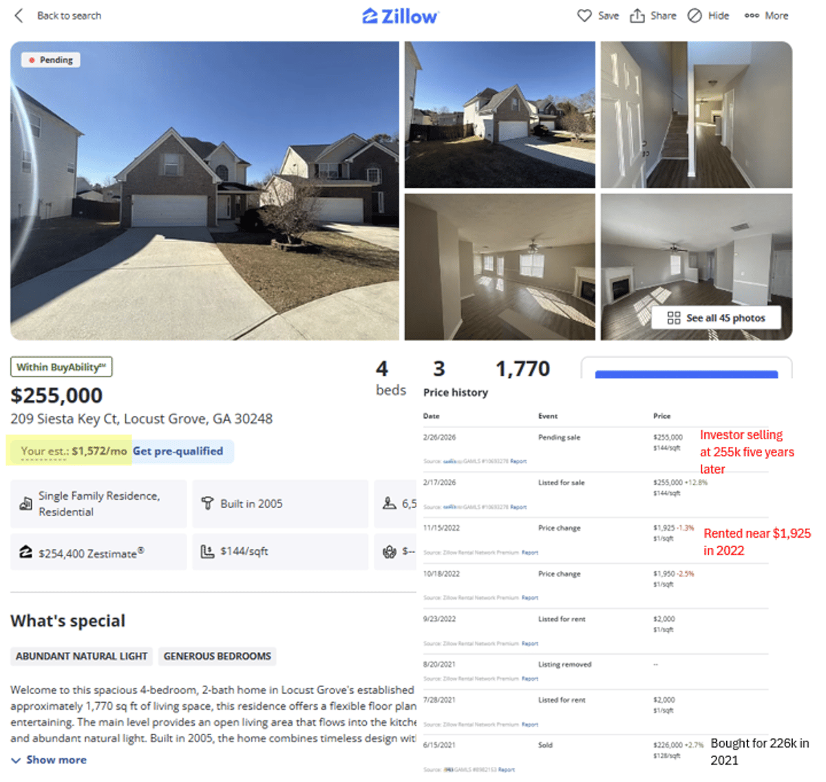 Corporate Investors Sell, Mortgage Beats Rent, Prices Rise