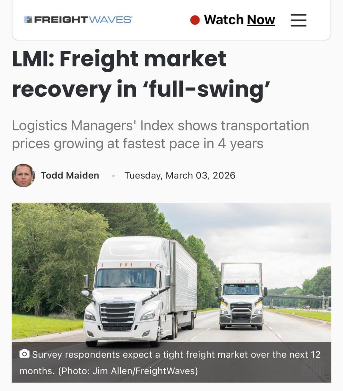 Freight Rates Set for Fastest Rise Since 2022