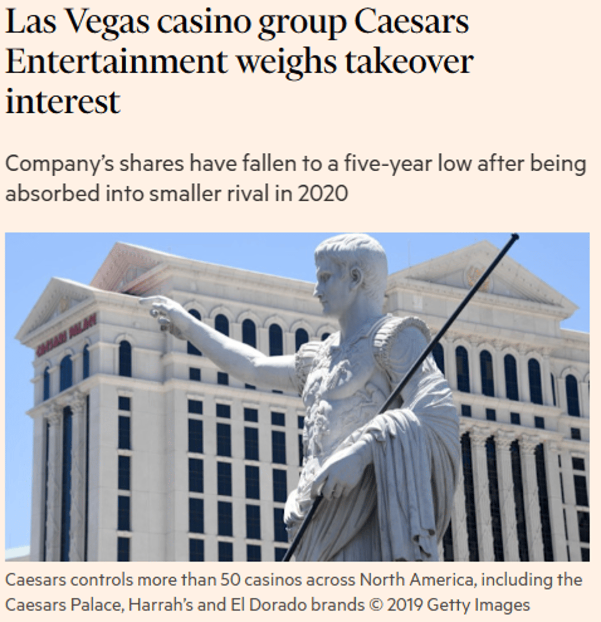 Caesars Sale Rumors Spark Share Jump Amid Low Valuation