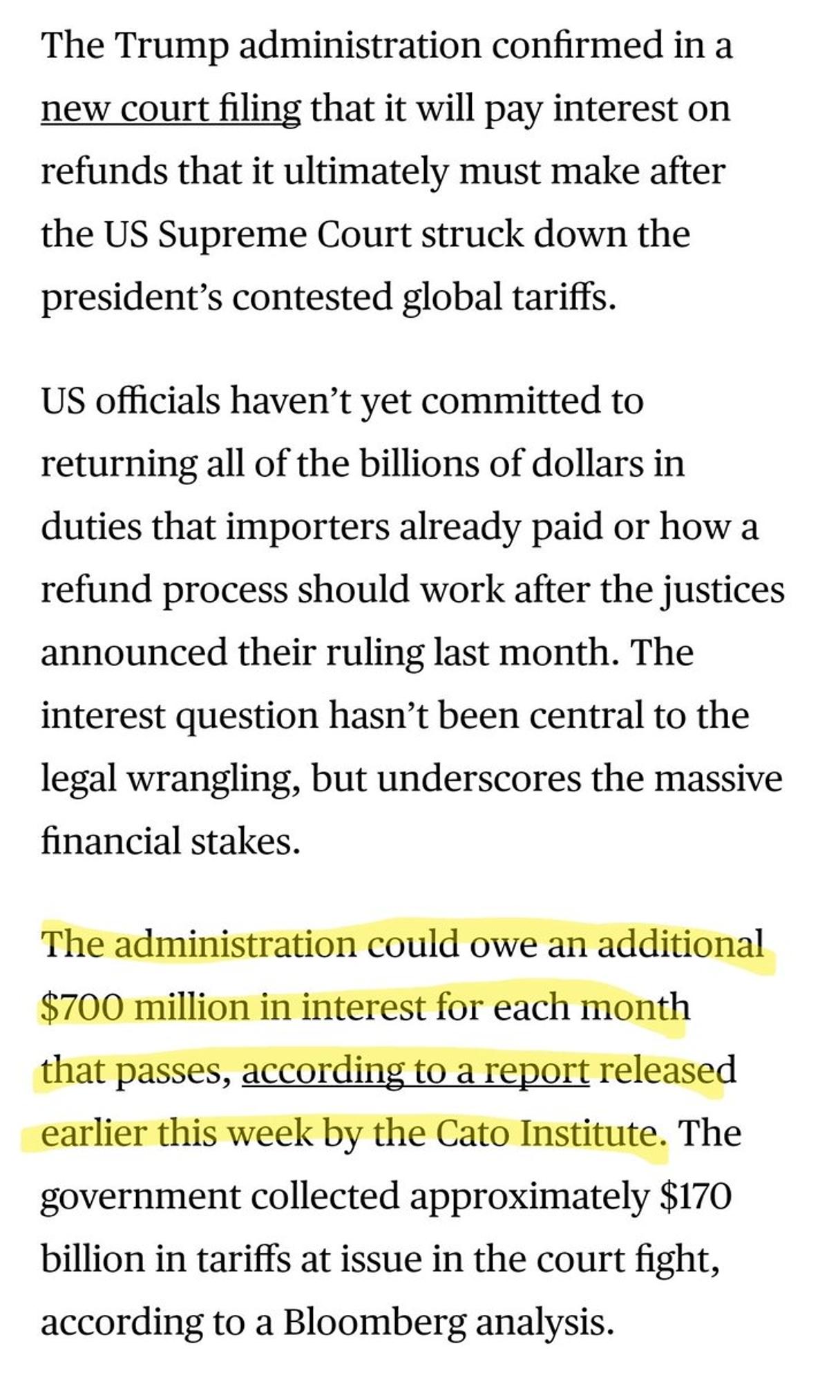US Must Pay Interest on All Tariff Refunds