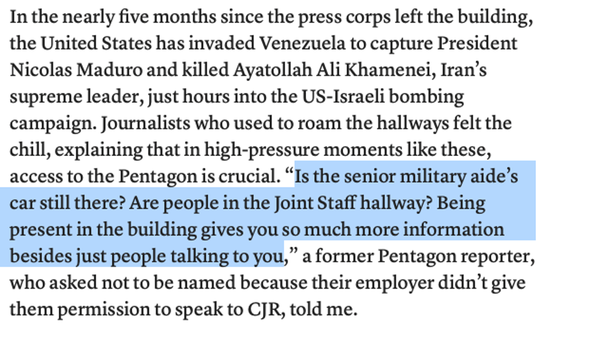 Democracy Suffers when Press Access to Pentagon Is Blocked