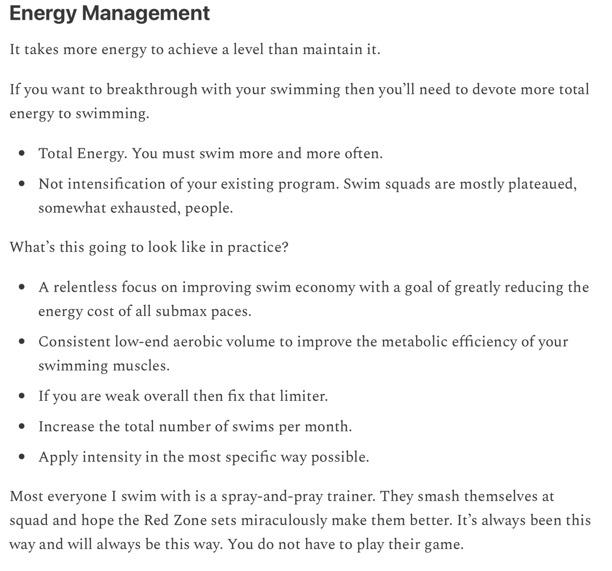 Shift Energy, Not Intensity, for Faster Swim Gains