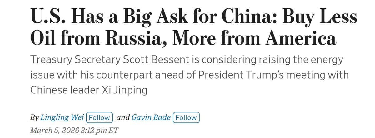 US Urges Oil Shift to Pressure China, Russia