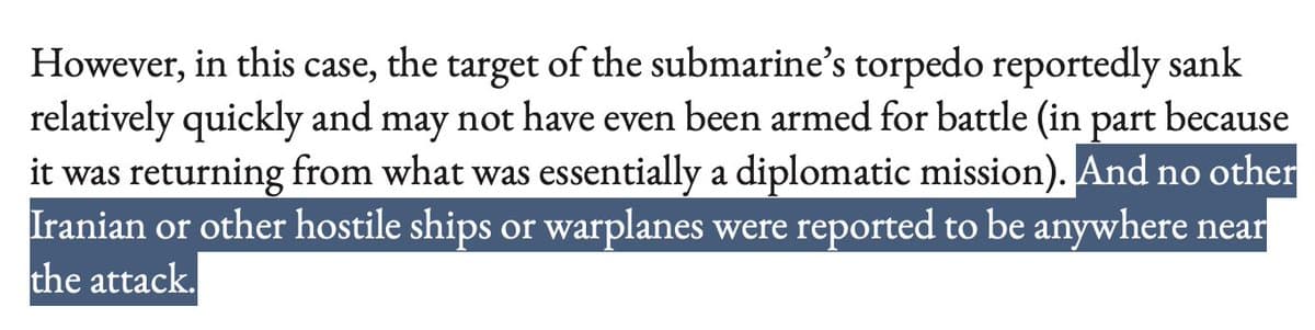Accusatory Article Ignores Second Iranian Warship Presence