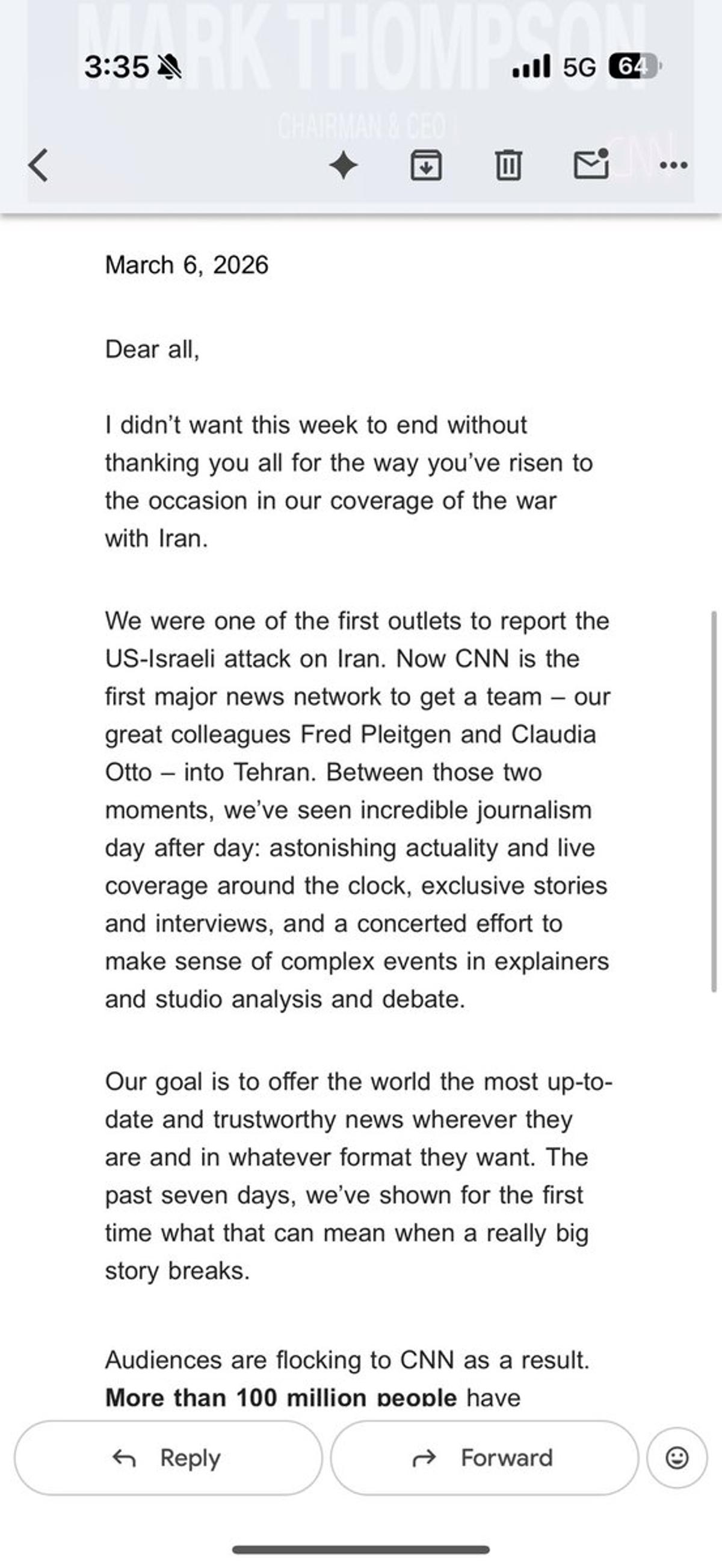 CNN CEO Claims Best Weekend in Four Years.